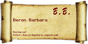 Beron Barbara névjegykártya